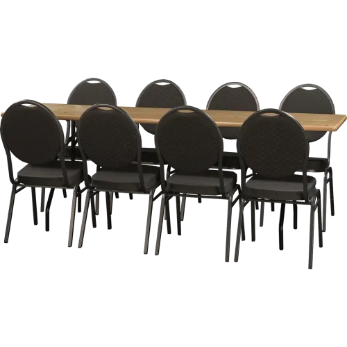 Sonderposten Klappbares Bierzelt-Tischset 220x60 cm mit 8 Stapelstühlen – Schwarz