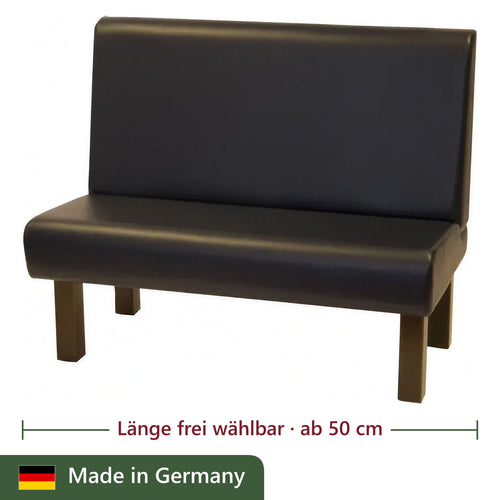 Banksystem I-1 in Kunstleder Schwarz mit Stollenfüßen aus Buche – Made in Germany