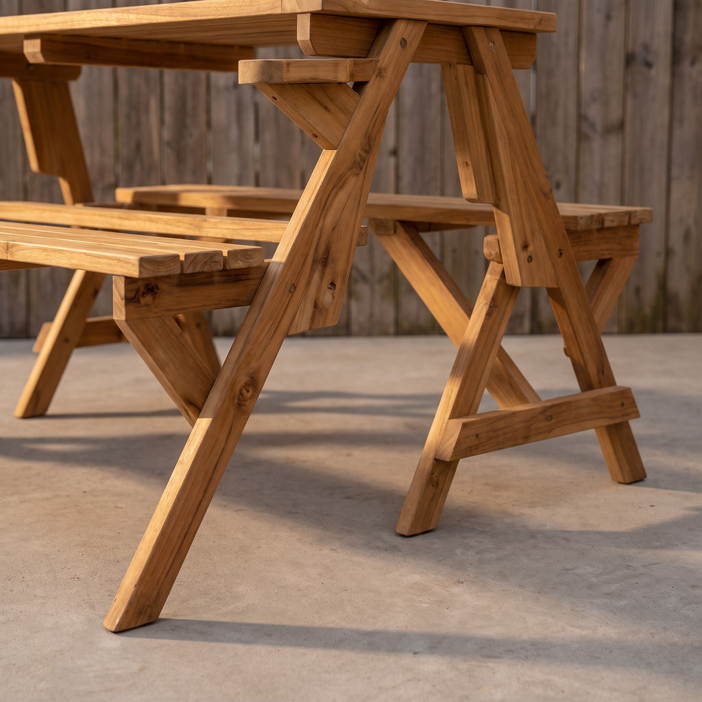 Teak Picknick Set – Detailansicht Gestell